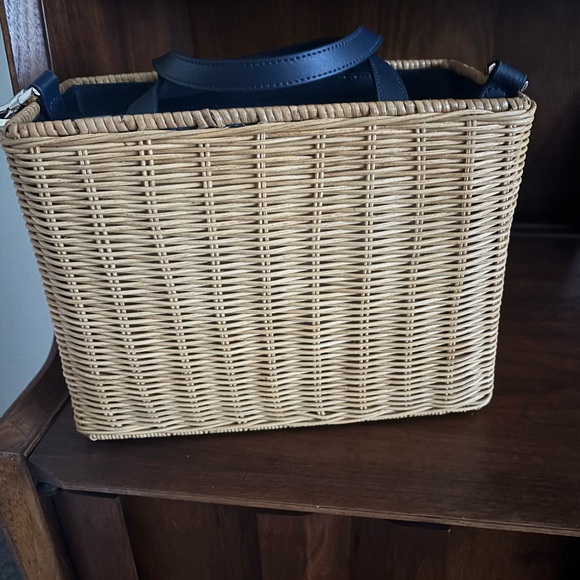 Kate Spade Sam Floral Medley Wicker Medium Satchel - Picture 7 of 8